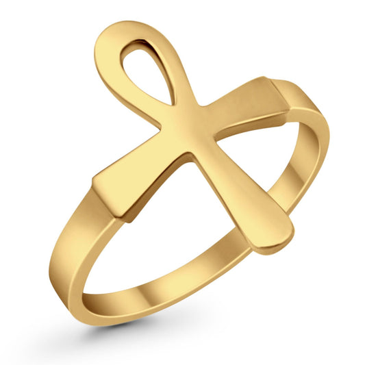 Yellow Ankh Cross Ring
