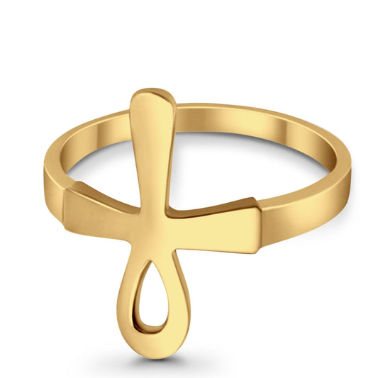 Yellow Ankh Cross Ring
