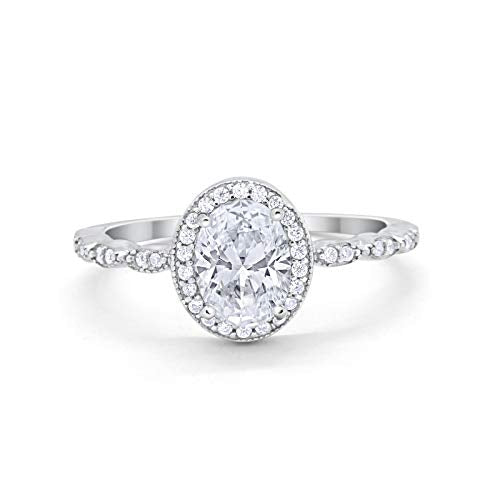 Oval Halo Bridal Simulated CZ Engagement Ring