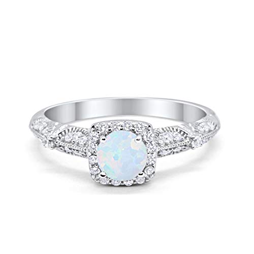 Halo Engagement Bridal Ring Lab Created White Opal