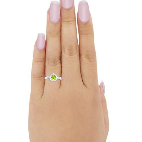 Halo Heart Round Simulated Peridot CZ Promise Ring