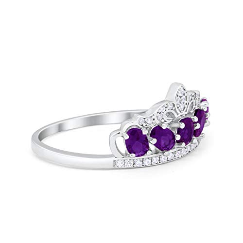 King Crown Ring Oval Simulated Amethyst CZ