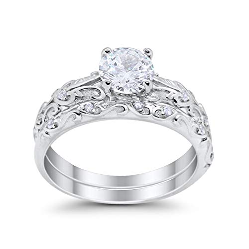 Art Deco Bridal Set Piece Simulated Cubic Zirconia Engagement Ring