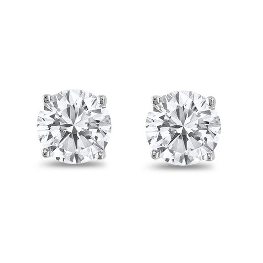 Butterfly Prong Round Simulated CZ Stud Earrings