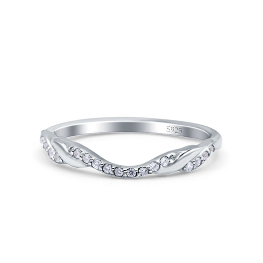 Half Eternity Criss Cross Band Wedding Ring Round Cubic Zirconia (4mm)