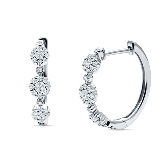 three flower hoop earrings