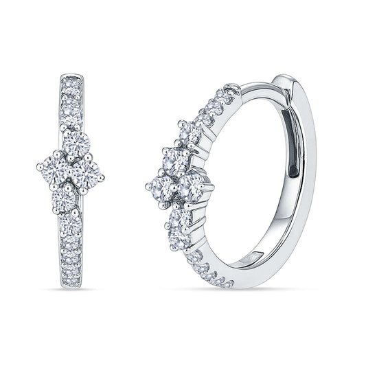 Round Cubic Zirconia Huggie Hoop Earrings