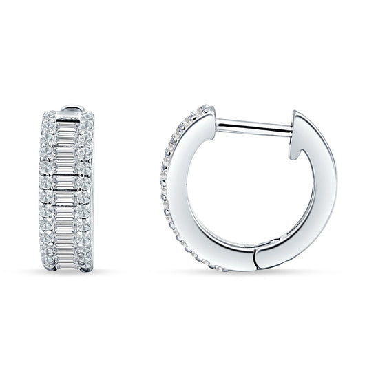 Emerald Cut Cubic Zirconia Hoop Earrings