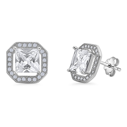 Princess Cut Stud Earring