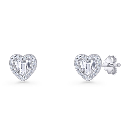 Heart CZ Stud Earrings