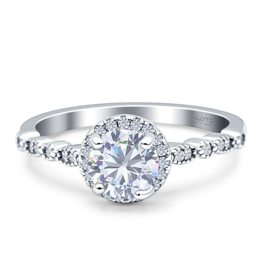 Halo Round Cubic Zirconia Engagement Ring
