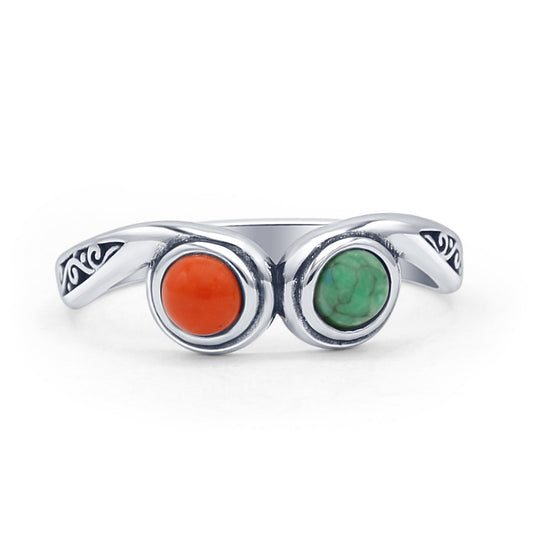 Turquoise & Red Coral Ring