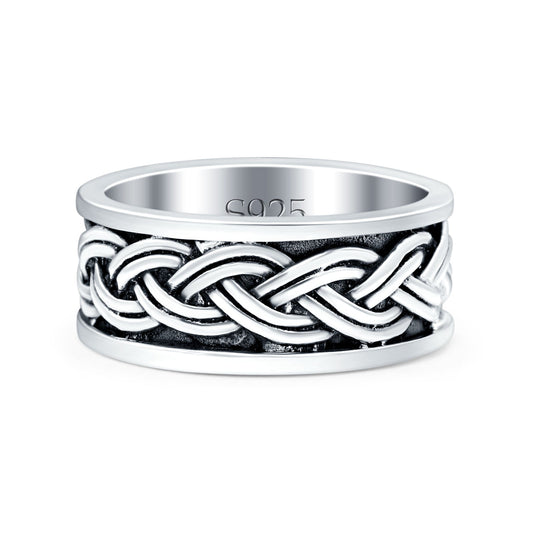 Celtic Weave Crisscross Infinity Oxidized Band Thumb Ring (8mm)