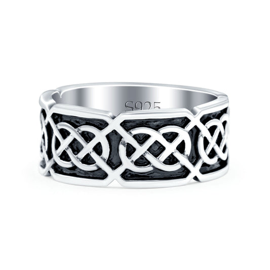 Celtic Oxidized Band Thumb Ring (7mm)