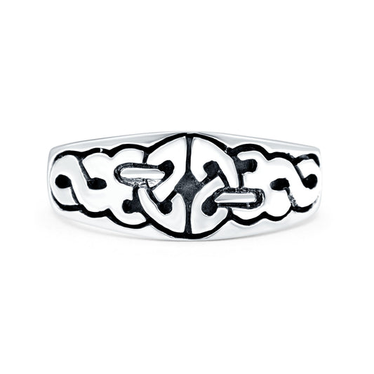 Celtic Oxidized Band Thumb Ring (7mm)