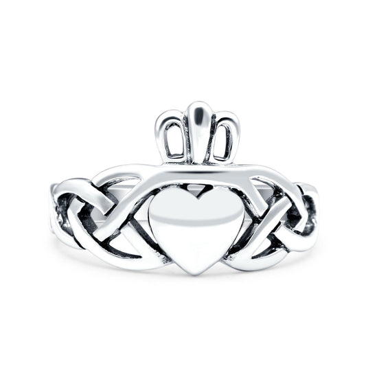 Claddagh Oxidized Band Thumb Ring (11mm)