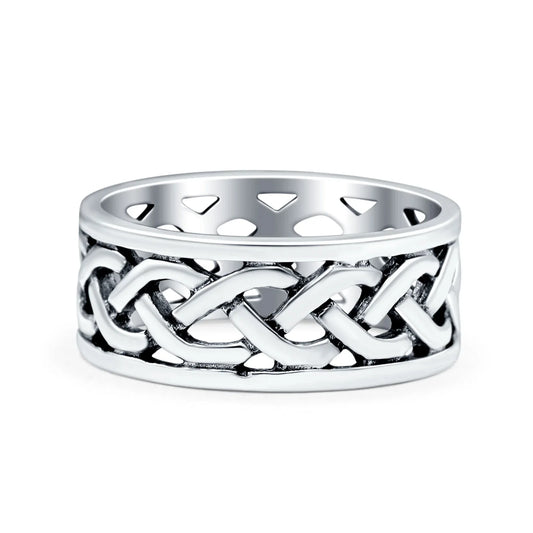 Celtic Ring Oxidized Band Thumb Ring (8mm)