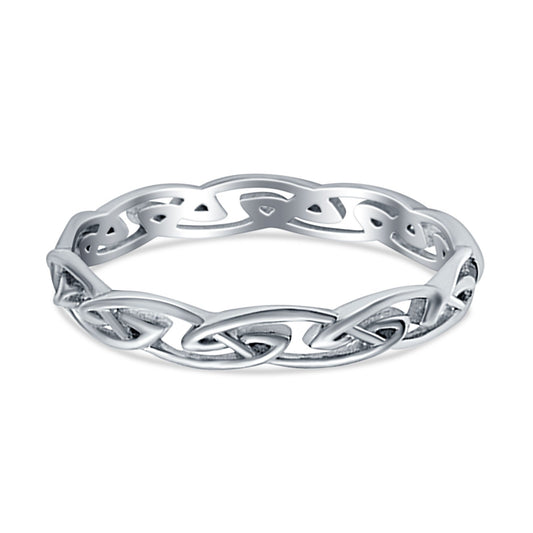 Celtic Rhodium Plated Band Thumb Ring (4mm)