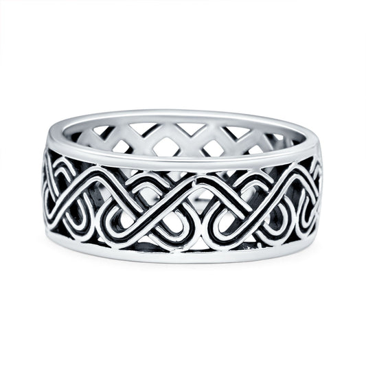 Celtic Oxidized Band Thumb Ring (7mm)
