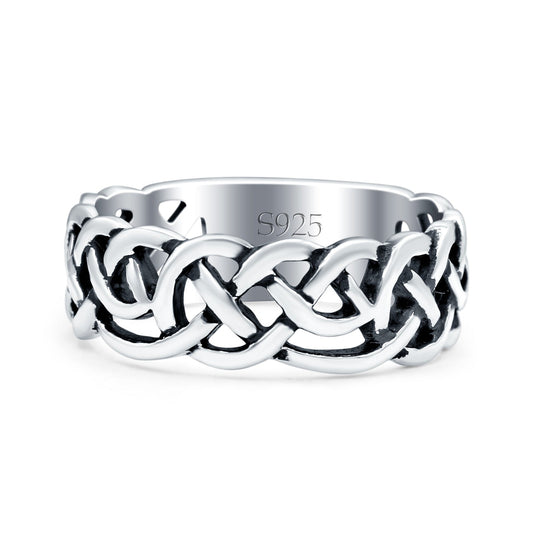 Celtic Oxidized Band Thumb Ring (7mm)