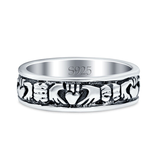 Claddagh Oxidized Band Thumb Ring (5mm)