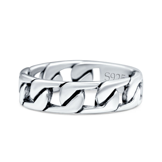 Chain Link Oxidized Band Thumb Ring (4mm)