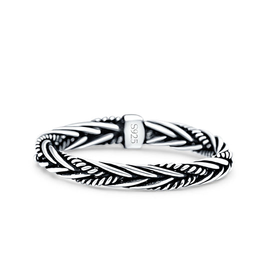 Rope Braid Oxidized Band Thumb Ring (3mm)