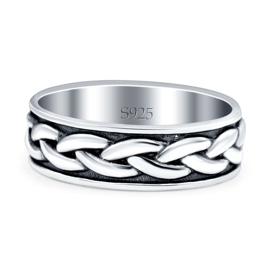 Braid Oxidized Band Thumb Ring (5mm)