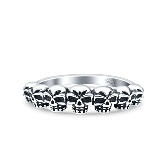 Skulls Oxidized Band Thumb Ring (5mm)