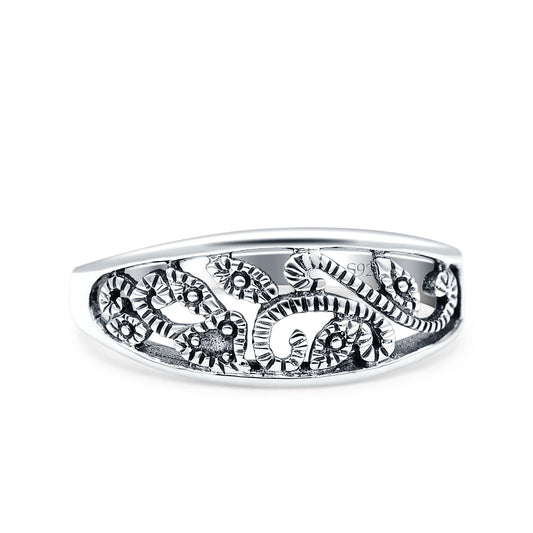 Vines Oxidized Band Thumb Ring (8mm)