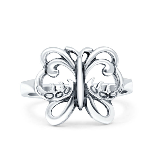 Butterfly Oxidized Band Thumb Ring (13mm)