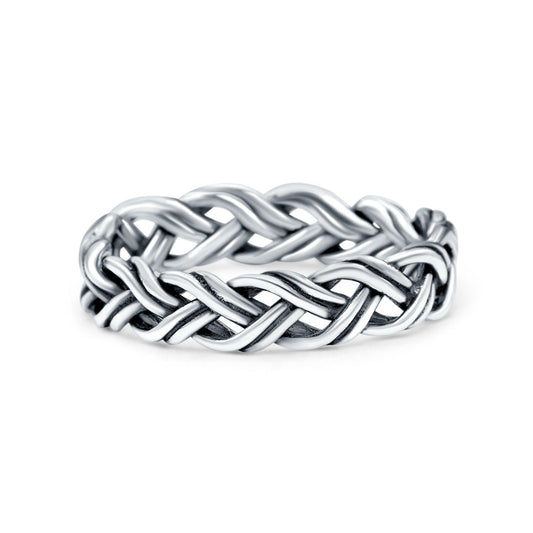 Crisscross Infinity Braid Ring Oxidized Band Thumb Ring (4mm)