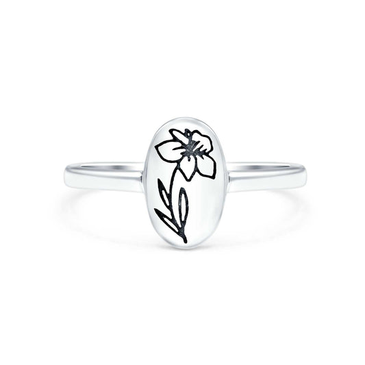 Flowers Oxidized Band Thumb Ring (9.5mm)