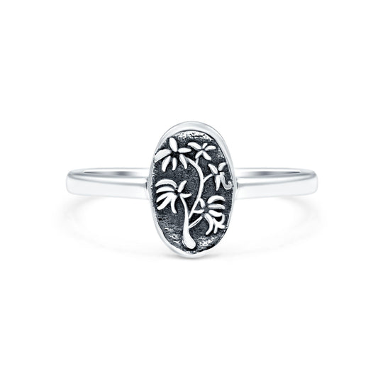 Flowers Oxidized Band Thumb Ring (9.5mm)