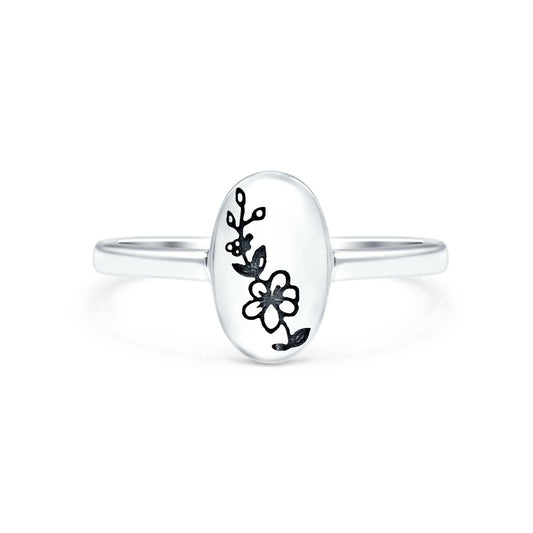 Flowers Oxidized Band Thumb Ring (9.5mm)