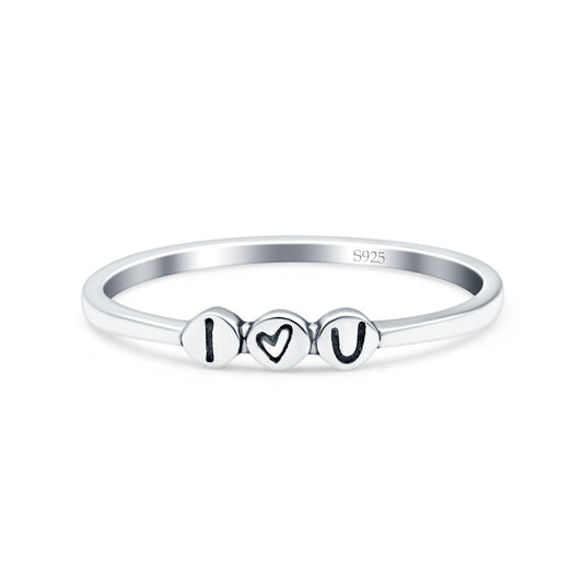 I Love You Oxidized Band Thumb Ring (2.5mm)
