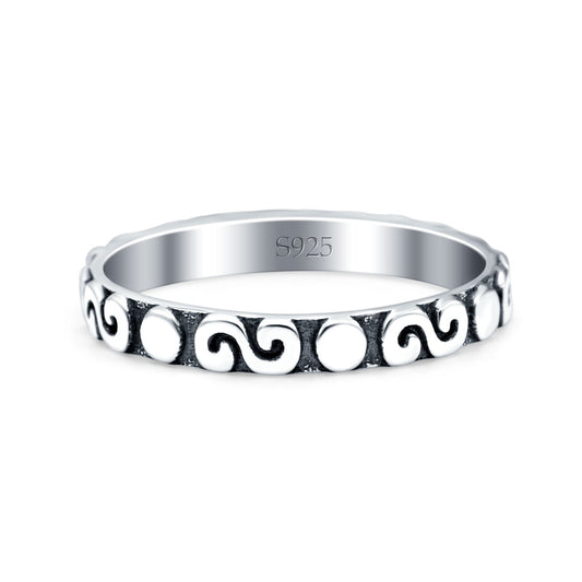 Spirals Oxidized Band Thumb Ring (2.5mm)