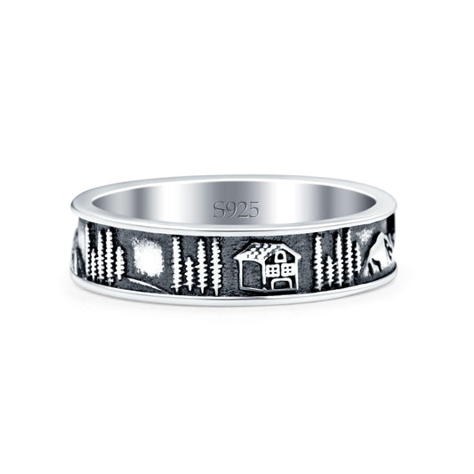 Scenery Oxidized Band Thumb Ring (5mm)