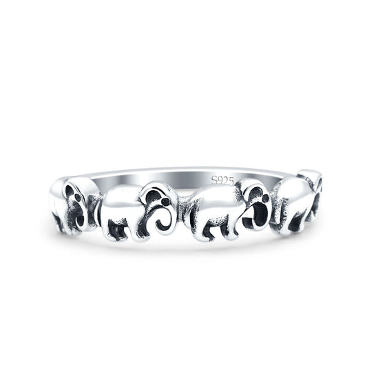 Elephants Ring Oxidized Band Thumb Ring (5mm)