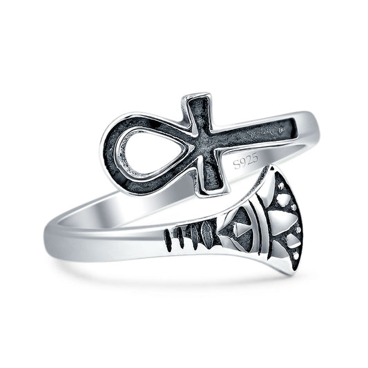 Ankh & Lotus Flower Ring
