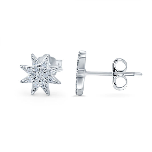 Starburst Round Simulated CZ Stud Earrings