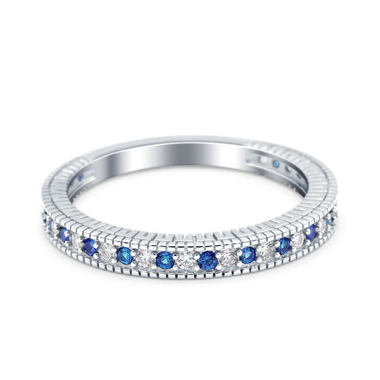 Half Eternity Band Stacking Simulated Blue Sapphire CZ Engagement Ring