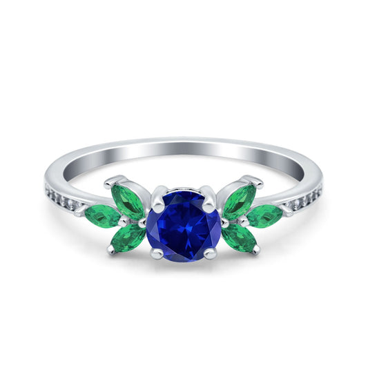 Marquise Green Emerald Blue Sapphire CZ Wedding Ring