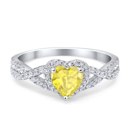 Heart Infinity Shank Simulated Yellow CZ Promise Ring