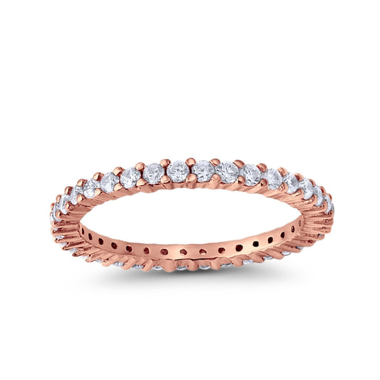 Full Eternity Wedding Round Rose Tone, Simulated Cubic Zirconia Ring