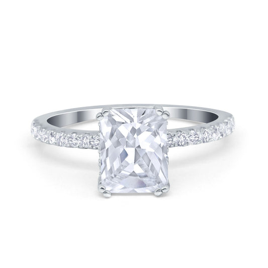 Art Deco Radiant Cut Simulated Cubic Zirconia Engagement Ring