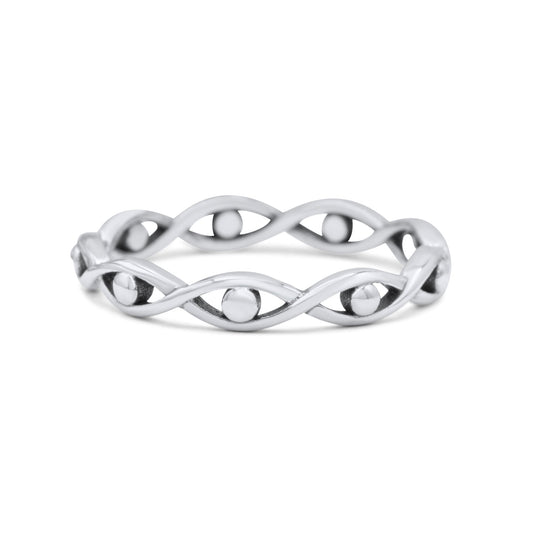 Infinity Bead Evil Eye Stackable Ring Oxidized Band Thumb Ring (3mm)