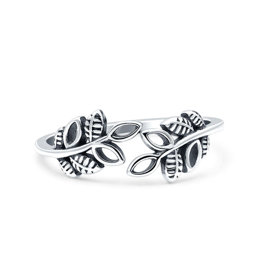 Leaves Oxidized Band Thumb Ring (6mm)