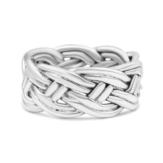 Rope Celtic Woven Knot Infinity Braided Style Oxidized Band Thumb Ring 8mm(0.31)
