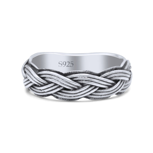 Braided Modern Thick Celtic Woven Design Oxidized Band Thumb Ring 5mm(0.19)